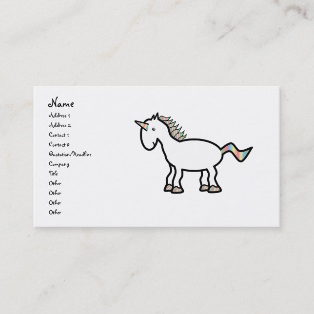 Tarjeta De Visita Unicornio blanco del arco iris (Anverso)