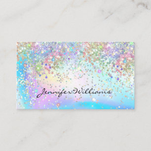 Tarjeta De Visita Unicornio elegante holográfico purpurina brillos