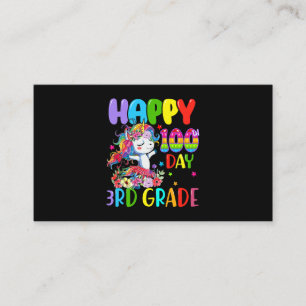 Tarjeta De Visita Unicornio Feliz 100° Día De Tercer Grado Para Niño