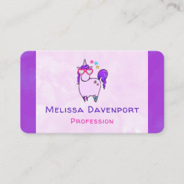 Tarjeta De Visita Unicornio lindo en gafas cardiacas