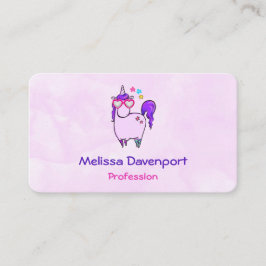 Tarjeta De Visita Unicornio lindo en gafas cardiacas