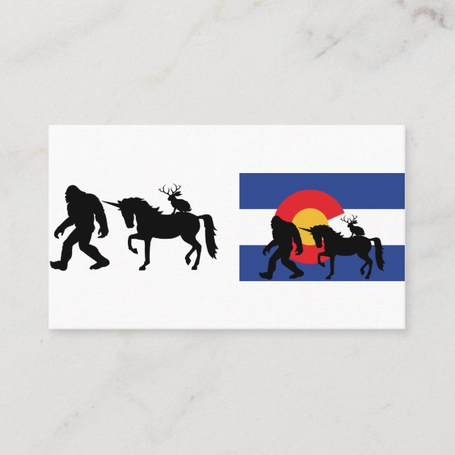 Tarjeta De Visita Unicornio, Pie Grande y Jackalope (Anverso)