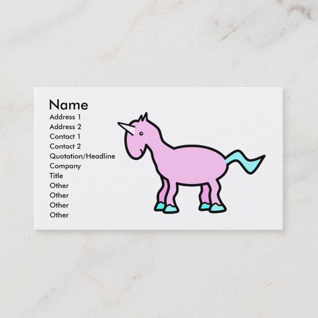 Tarjeta De Visita Unicornio rosado (Anverso)