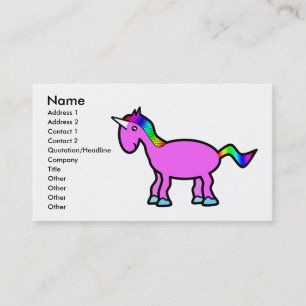 Tarjeta De Visita Unicornio rosado con la melena del arco iris