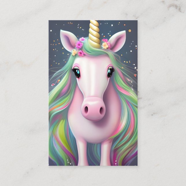 Tarjeta De Visita Unicornio totalmente Adorable (Anverso)