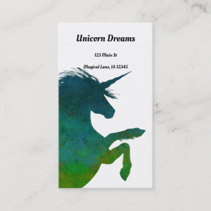 Tarjeta De Visita Unicornio verde y azul Bonito