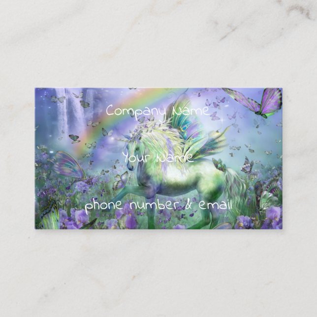 Tarjeta De Visita unicornio y mariposas (Anverso)