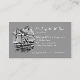 Tarjeta De Visita Unidad de bombeo blanco y negro del pozo de