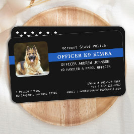 Tarjeta De Visita Unidad K9 de perro de la policía Línea Azul delgad