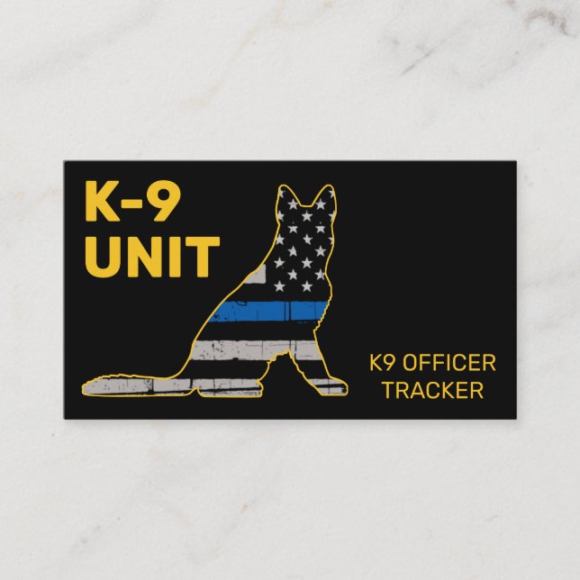 Tarjeta De Visita Unidad K9 Unidad De La Línea Azul Delgada Policía  (Anverso)