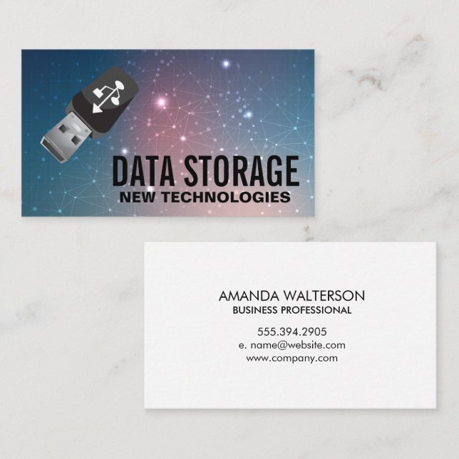 Tarjeta De Visita Unidad USB | Almacenamiento de datos tecnológicos (Anverso / Reverso)