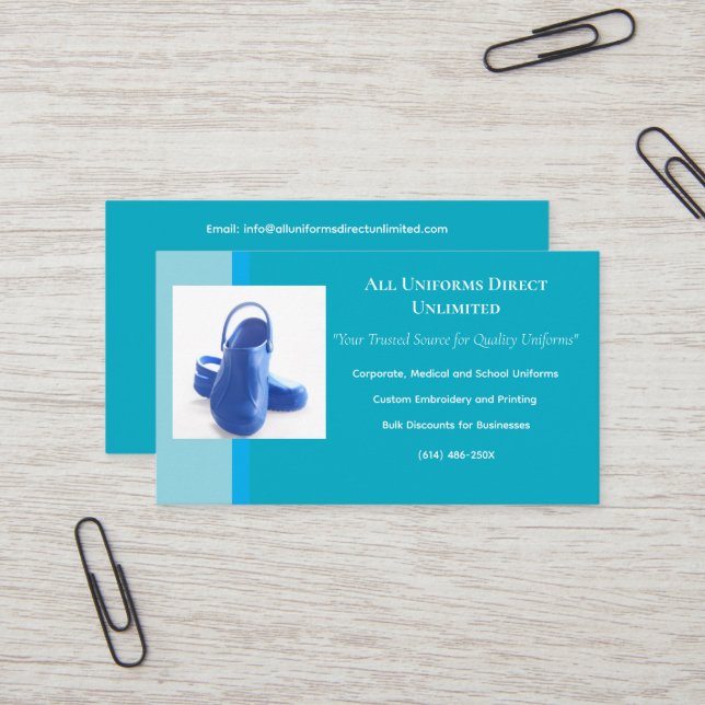 Tarjeta De Visita Uniforme de Azure Blue Medical Clogs (Anverso/Reverso In Situ)