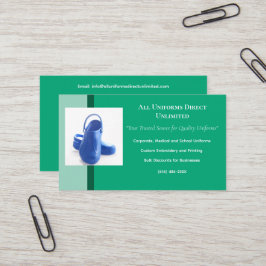 Tarjeta De Visita Uniforme de Clogs Médicos Azul Verde