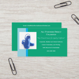 Tarjeta De Visita Uniforme de Clogs Médicos Azul Verde