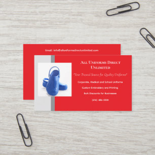 Tarjeta De Visita Uniforme de Clogs Médicos Rojo Azul Gris