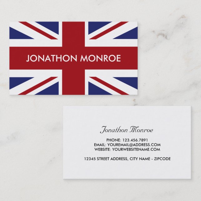 Tarjeta De Visita Union Jack, Bandera Británica, Reino Unido (Anverso / Reverso)