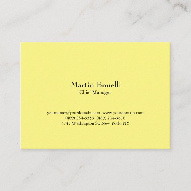 Tarjeta De Visita Unique Classical Simple Light Yellow (Anverso)