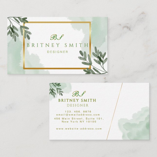 Tarjeta De Visita Unique Rustic Watercolor Modern (Anverso / Reverso)