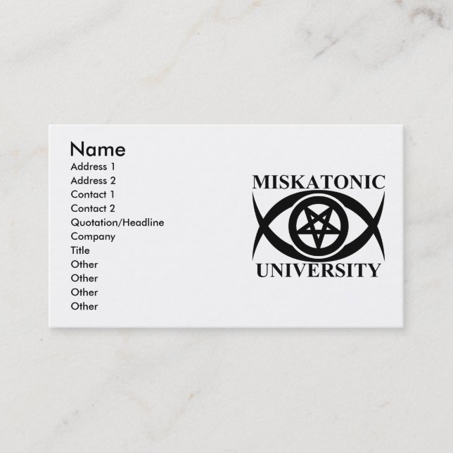 TARJETA DE VISITA UNIVERSIDAD DE MISKATONIC (Anverso)