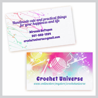 Tarjeta De Visita Universo acuarela hilados ganchos de crochet