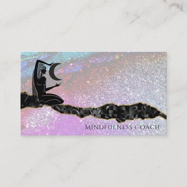 Tarjeta De Visita *~* Universo Purpurina arcoiris. Meditación de GOD (Anverso)
