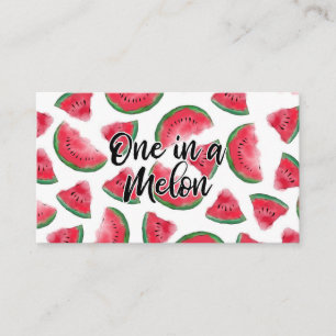 Tarjeta De Visita Uno en Melon Cita Patrón de acuarela de sandía