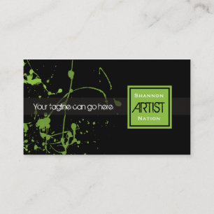 Tarjeta de visita urbana Green & Black Paint Splat