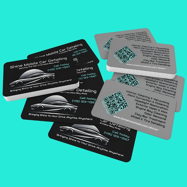 Tarjeta De Visita URL de código QR del coche automático móvil de Sle (Subido por el creador)