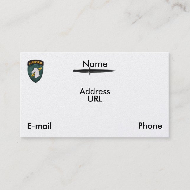Tarjeta De Visita USASOC 1ª oops especial parche de veteranos de SOC (Anverso)