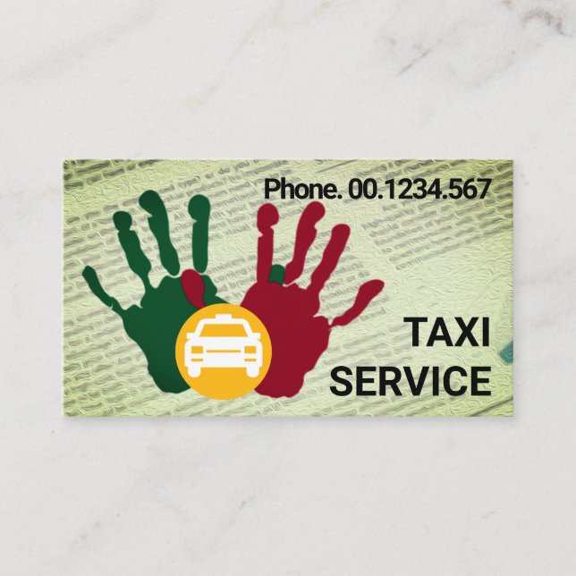 Tarjeta De Visita Uso compartido del servicio de taxi mediante llama (Anverso)