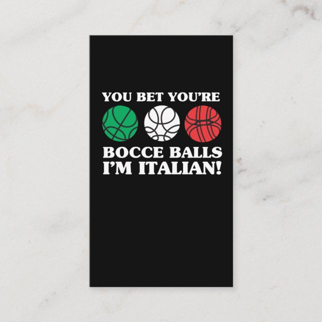 Tarjeta De Visita Usted apuesta sus bolas de Bocce - soy italiano (Anverso)
