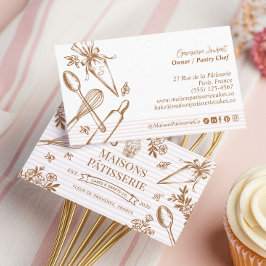 Tarjeta De Visita Utensilio de repostería de rayas chic Pastelería P