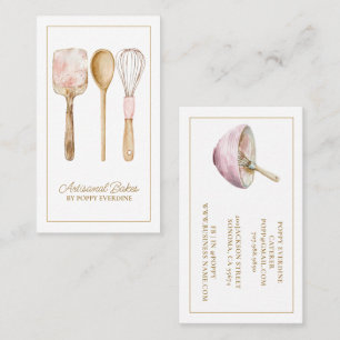 Tarjeta De Visita Utensilios de chef pastelero de acuarela