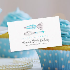 Tarjeta De Visita Utensilios de cocina azules acuarela panadería