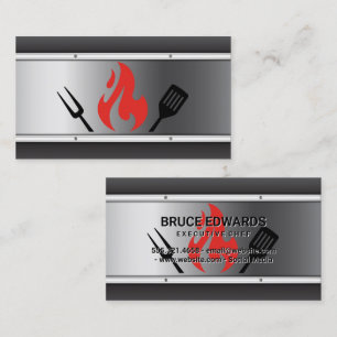 Tarjeta De Visita Utensilios de cocina para barbacoa   Incendio   Me