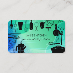 Tarjeta De Visita Utensilios de cocina retro