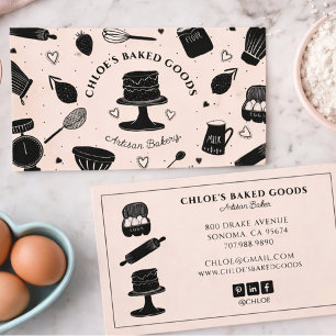 Tarjeta De Visita Utensilios de Cocina Rosa Bonitos para Repostería 