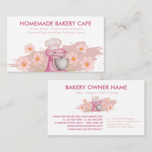 Tarjeta De Visita Utensilios de cocina rosados panadería repostería