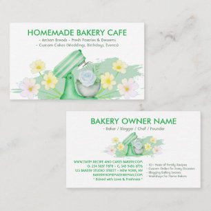Tarjeta De Visita Utensilios de cocina verdes panadería repostería