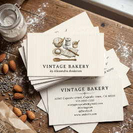 Tarjeta De Visita Utensilios de cocina vintage a rayas