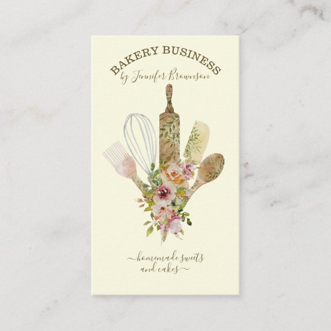 Tarjeta De Visita Utensilios de horneado Cocina crema de vainilla (Anverso)