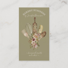Tarjeta De Visita Utensilios de hornear Cocina Cocinera Sage retro