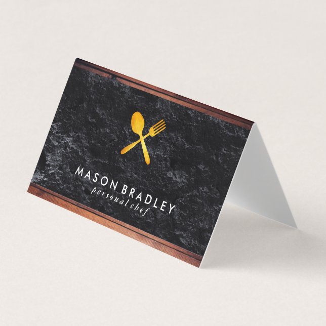 Tarjeta De Visita Utensilios de madera rústica (Anverso)