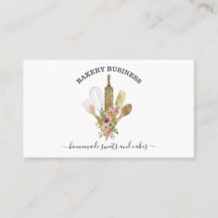 Tarjeta De Visita Utensilios de repostería Catering rústico floral v