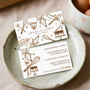 Tarjeta De Visita Utensilios de Repostería de Madera Rústica Granula