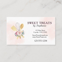 Tarjeta De Visita Utensilios de repostería florales código QR