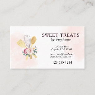 Tarjeta De Visita Utensilios de repostería florales código QR