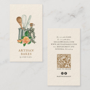 Tarjeta De Visita Utensilios de repostería Panadería Panadero