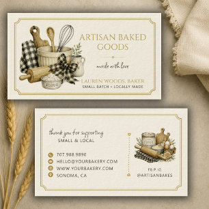 Tarjeta De Visita Utensilios de repostería Panadero artesanal Panade