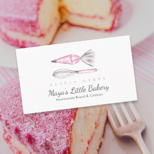 Tarjeta De Visita Utensilios de repostería rosa polvoriento Acuarela
